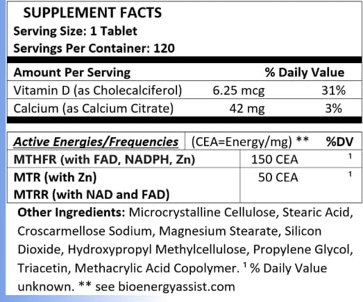 MTHFR Frequencies- 120 Tablets - with Natural Frequencies of The MTHFR, MTR and MTRR to Support Methylation, 5-MTHF and B12 Production