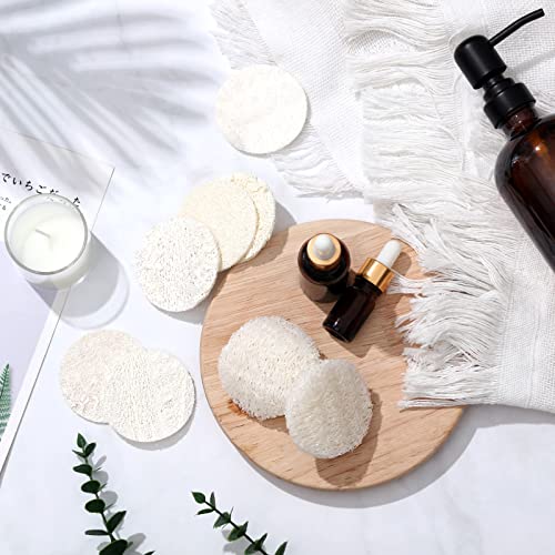 Bokon 100 Pcs Loofah Exfoliating Face Pads 2.36 Inches Round Natural Loofah Sponge Loofah Body Face Scrubber Remove Dead Skin Facial Loofah Pad Bulk for Bath Shower Spa Skin Scrub Cleaning Women Men