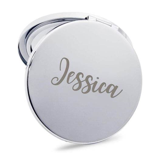 Personalized Handheld Mirror | Laser Engraved Compact Mirror With Handbag | Custom Gift For Woman Girl Bridesmaid Friend Mother