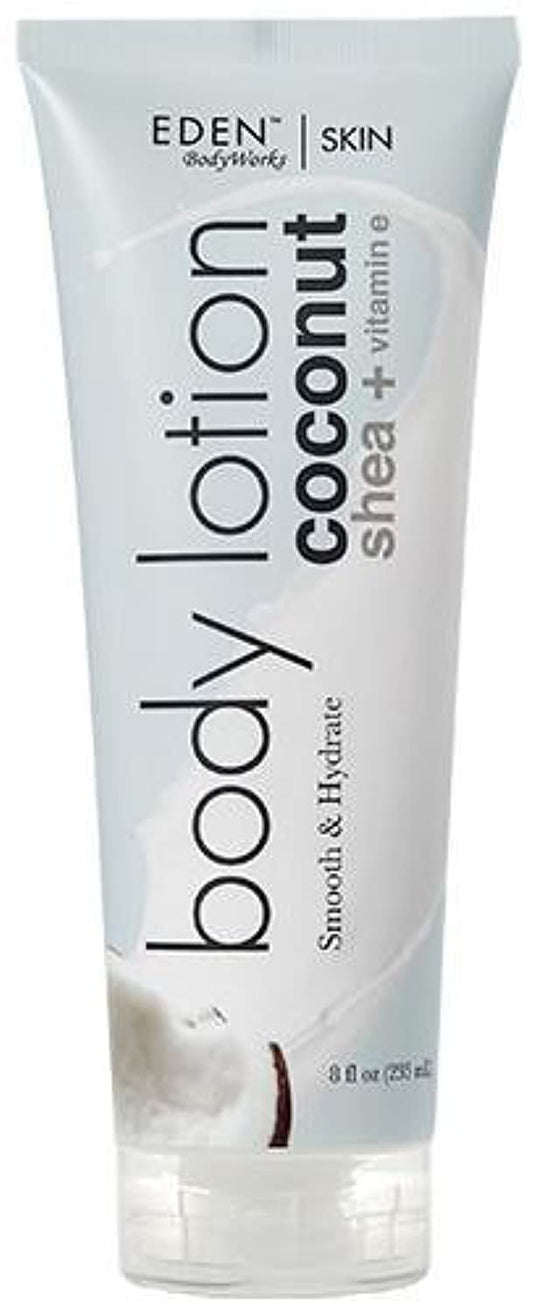 Eden Bodyworks Coconut Shea Body Lotion | 8 Oz | Lock In Moisture, Protect & Heal Skin - Includes Coconut Oil, Shea Butter + Vit