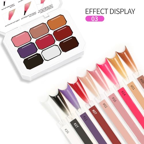 Ombre Gel Nail Polish Nail Sponges for Ombre 9 Series Colorful Blush Effect Gradient Painting Gel for Ombre Nails Multistyle French Manicure Nail Art DIY Home (A8, 1)