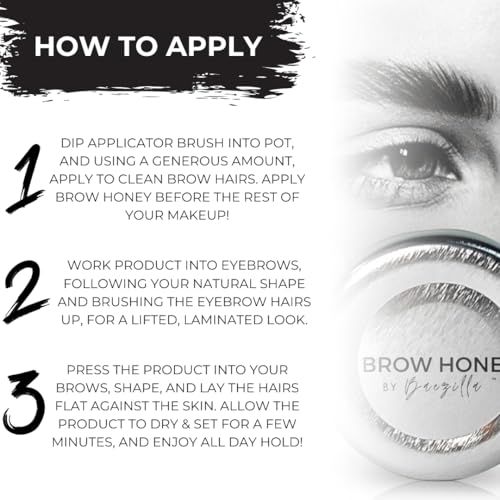 Brow Honey by Baezilla Eyebrow Gel Gift Set - Long Lasting Clear Gel With Brush & Waterproof Wax Lamination, Pack of 3