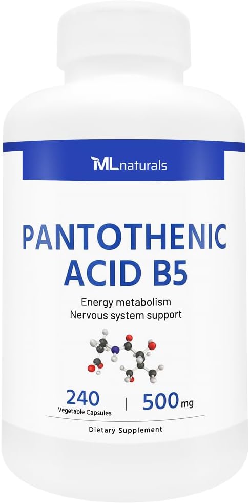Pantothenic Acid B5 240 Vegetable Capsules. Energy Metabolism, Nervous System Support.