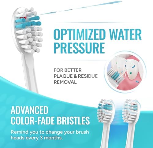 Toothbrush Replacement Heads Compatible with Waterpik Sonic Fusion 2.0 & Flossing Toothbrush SF01/SF02/SF03/SF04, Replacement Heads with Dupont Nylon & Color Fade Bristles - 6 Pack