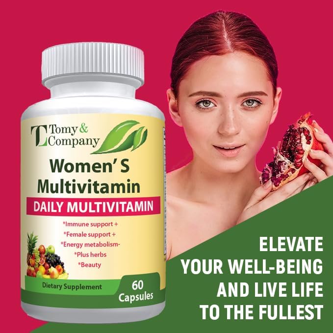Tomy & Company Gluten-Free Vegetarian Women's Multivitamin with Zinc, B6, B12, Biotin and More - Hair, Skin & Nails, Bone Health, Immune Support, Women's Daily Vitamin Supplements Capsules