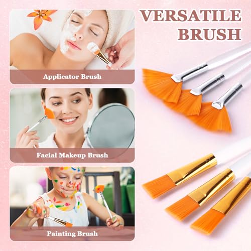24Pcs Esthetician Supplies for Facials Set 6 Rose Gold Facial Bowls Esthetician 6 Facial Headbands 6 Facial Fan Mask Brushes & 6 Flat Brushes for Women Facial Mask Mixing Kit Facial Tools