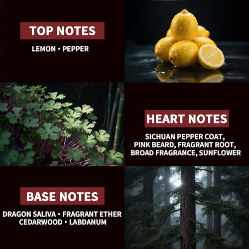 cologneMen's Cologne, Bergamot Fresh Fragrance, deTop notemen Lemon Pepper base note Longvanilla Ether Cedar45ml portable designPortable pocket