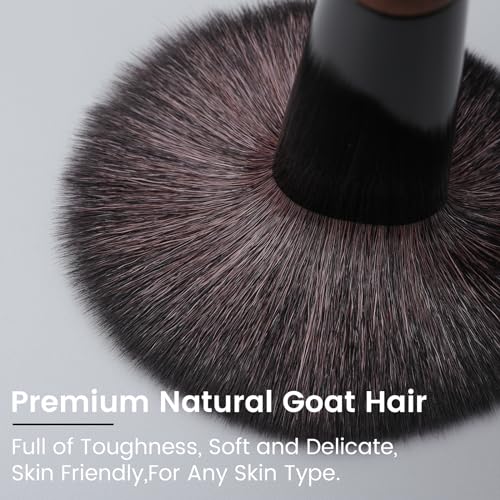 Natural Goat Hair Make up Brushes Set Professional, Makeup Artists' Premium Beauty Real Soft Makeup Brushes, Ultra Natural Bristle Cosmetic Brushes, Portable Small Travel Natural Makeup Brushes