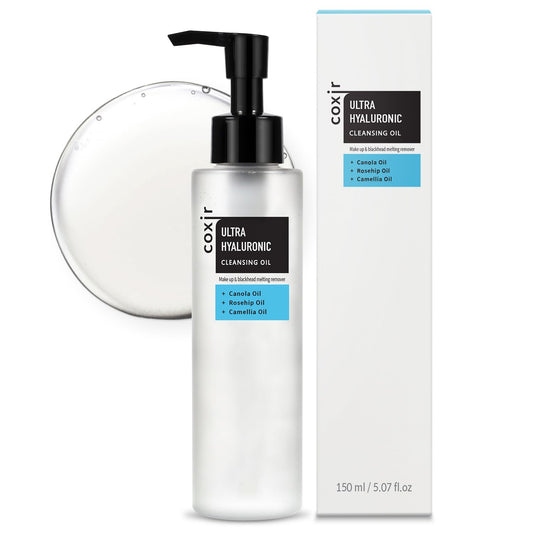 Coxir Ultra Hyaluronic Cleansing Oil L Korean Facial Cleanser, Blackhead Makeup Removal With Hyaluronic Acid, Cruelty Free, No M