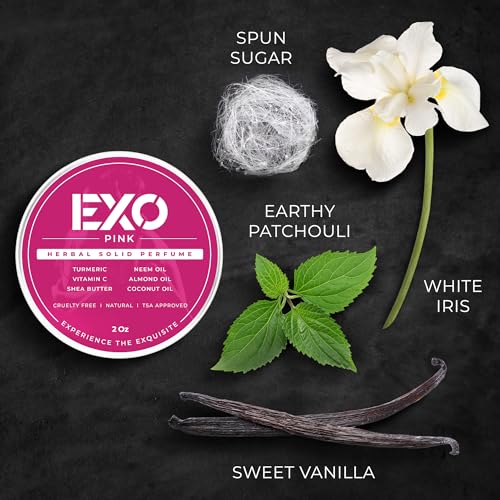 EXO Herbal Eau de Parfum Solid Perfume, Floral & Sweet, Herbal Perfume, with notes of Iris, Earthy Patchouli, Warm Vanilla & Spun Sugar, Alcohol-Free, Gift, Fragrance for Women, 2 oz (2 Pack Gift Box)