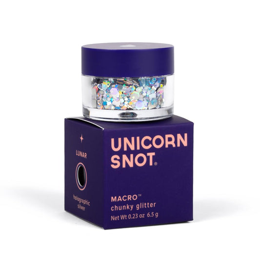 Unicorn Snot Macro Glitter - Face & Body - Cosmetic Grade Large-Particle Loose Glitter - Perfect Make-up for Festivals, Raves - Safe for Face, Easy Application & Removal - Silver (Lunar)