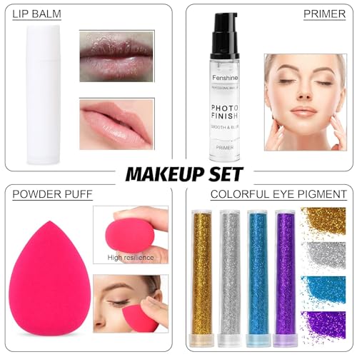 Fenshine All In One Makeup Kit for Women Full Kit, Makeup Gift Set for Women Beginners, Makeup Essential Starter Bundle Include Eyeshadow Palette Lipstick Eyebrow Pencil Brush Set (Type C)