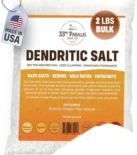 DENDRITIC Salt (2 lbs / 32 oz) Premium Fine Grain for Bath Salts, Scrubs, Exfoliants, Milk Baths & More | Sizes 1 to 5 LBS | (2 Pound)