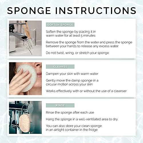 Wildpier Beauty Konjac Sponge, Natural Luxury Facial Exfoliator, Face Scrubber, Makeup Remover, Plant Based Gentle Cleansing for Sensitive Skin, Removes Dead Skin Cells, White
