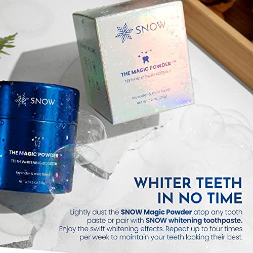SNOW Magic Toothpaste Whitening Booster Powder - Teeth Whitening & Brightening Powder - Oral Care with Calcium Carbonate and Hydroxyapatite, Great Addition to Teeth Kits Lavender & Mint Flavor, 18g