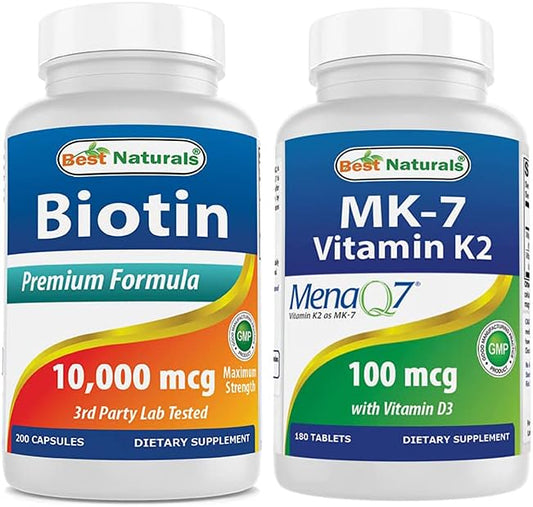 Best Naturals Biotin 10,000 Mcg & Vitamin K2 (MK7) with D3