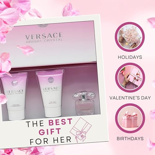 VERSACE Bright Crystal Set Women (Fragrance Eau de Toilette 1.7 Oz/Bath and Shower gel 1.7 Oz/Body Lotion 1.7 Oz)