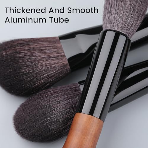 Natural Goat Hair Make up Brushes Set Professional, Makeup Artists' Premium Beauty Real Soft Makeup Brushes, Ultra Natural Bristle Cosmetic Brushes, Portable Small Travel Natural Makeup Brushes