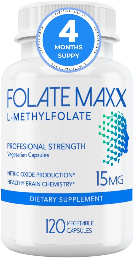 L-Methylfolate 15mg - 120 Capsules - Professional Strength Active Methyl Folate - 5-MTHF Supplement for Men & Women - Non GMO, Gluten Free, No Fillers