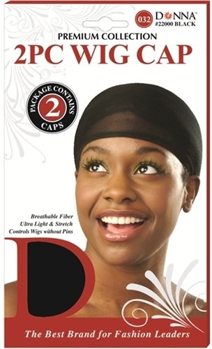 Donna Collection Premium Wig Cap, Black, 2 Count