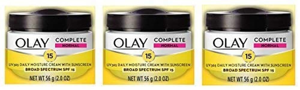 Olay Face Moisturizer Complete All Day Uv Moisture Cream With Sunscreen Spf 15, Normal Skin, 2 Fl Oz (Pack Of 3)