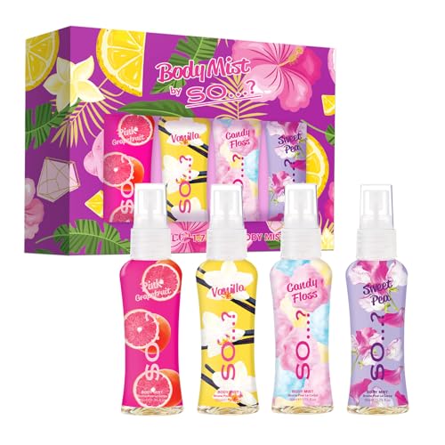 So…? Body Mist Set - Body Spray for Women - Cruelty Free, Vegan Perfumes for Women - 650 to 1000 Sprays - Travel Size Gift Set - 4 pcs