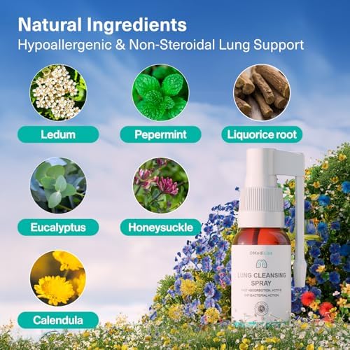 Lung Cleansing Spray – Respiratory Support, Mucus Relief and Lung Cleanse – Support for Lung Detox for Smokers – Herbal Extract Formula – Hypoallergenic, Non-Steroidal – 1 oz – Pack of 1