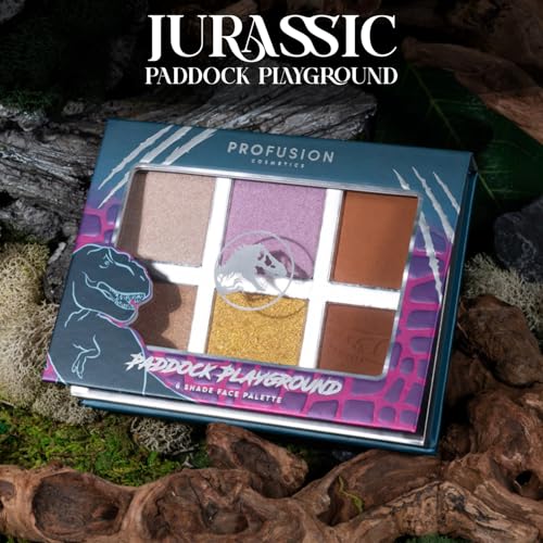 Profusion Cosmetics Jurassic Paddock Playground 6 Shade Face Palette, Achieve Stunning Look with Effortless Luminosity for Radiant and Glamorous Finish