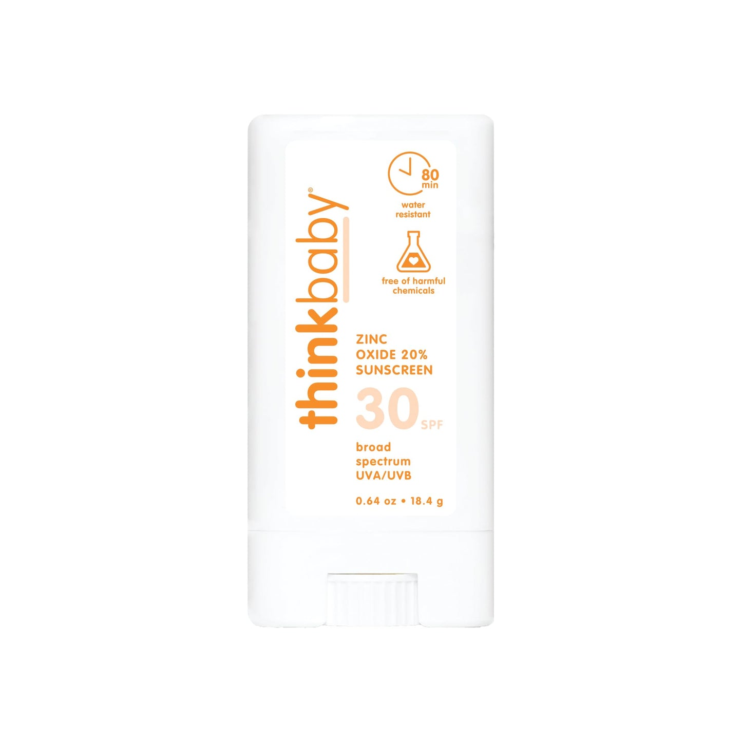 Thinkbaby Spf 30 Sunscreen Stick - Safe, Natural, Water Resistant Sun Cream For Babies, Kids & Adults - Vegan, Mineral Uva/Uvb S