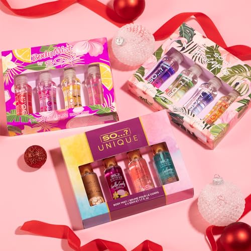 So…? Body Mist Set - Body Spray for Women - Cruelty Free, Vegan Perfumes for Women - 650 to 1000 Sprays - Travel Size Gift Set - 4 pcs