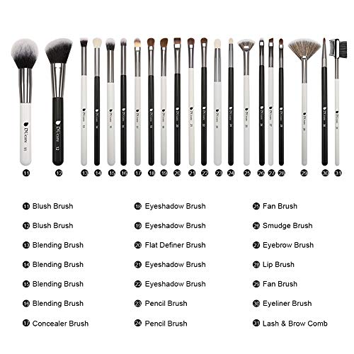 DUcare Professional Makeup Brushes 31Pcs Panda Series Makeup Brush Set Kabuki Foundation Blending Face Powder Blush Concealers Eye Shadows With Leather Case Organizer