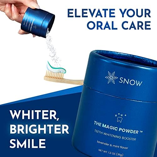 SNOW Magic Toothpaste Whitening Booster Powder - Teeth Whitening & Brightening Powder - Oral Care with Calcium Carbonate and Hydroxyapatite, Great Addition to Teeth Kits Lavender & Mint Flavor, 18g