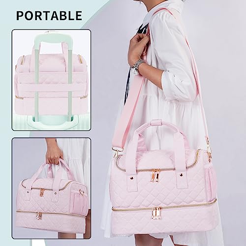 Nail Polish Organizer Case Fits 1 Nail Lamp and 50 Bottles,Pretty Nail Organizers and Storage with Side Pockets for Nail Polish Remover,Manicure Tools (Patented,Bag Only)-Pale Pink