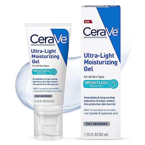 Cerave Ultra-Light Moisturizing Gel | Hydrating Gel Face Moisturizer With Ceramides, Niacinamide, Hyaluronic Acid | Fragrance Fr