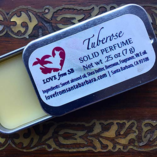 Compact Personal Tuberose Solid Perfume | Luxurious Artisan Spa Gift for Her | Convenient, fits in your purse or travel bag | Tuberose Perfume
