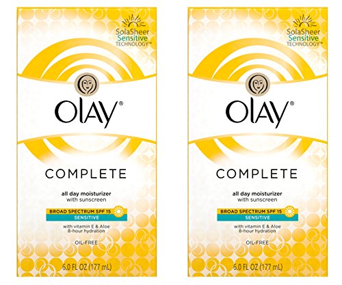 Olay Complete Lotion All Day Moisturizer With Spf 15 For Sensitive Skin, 6.0 Fluid Ounce (Pack Of 2)