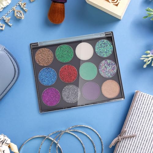 Magnetic Makeup Palette with Clear Top, 5 Pack Empty Eyeshadow Palettes depots Travel Storage Box for DIY Cosmetics Bronzer Highlights Powder (Small Palette - 4.8" x 4")