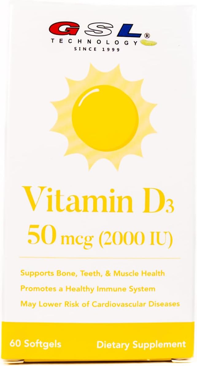 | Vitamin D3 | 50 mcg (2000 IU) Per Softgel | Dietary Supplement for Bone Health | Made in USA | 5 Pack of 60 Count (300 Softgels Total)