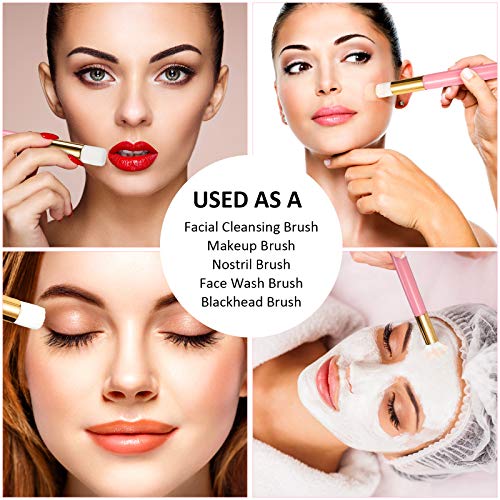 Nuenen 100 Pieces Lash Cleansing Bath Brushes with Container Eyelash Extension Cleanser Brushes Lash Shampoo Cleaning Supplies for Eyelash Extensions Prolong Cleanser Supplies, Pink