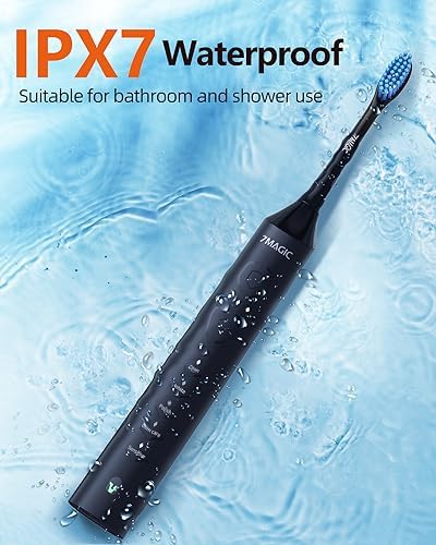 Electric Toothbrush for Adults, Sonic Toothbrush with 3 Intensity Levels & 5 Modes, One Charge for 90 Days, Rechargeable Electric Toothbrush with 6 Toothbrush Heads & 40,000 VPM Deep Clean(Black)