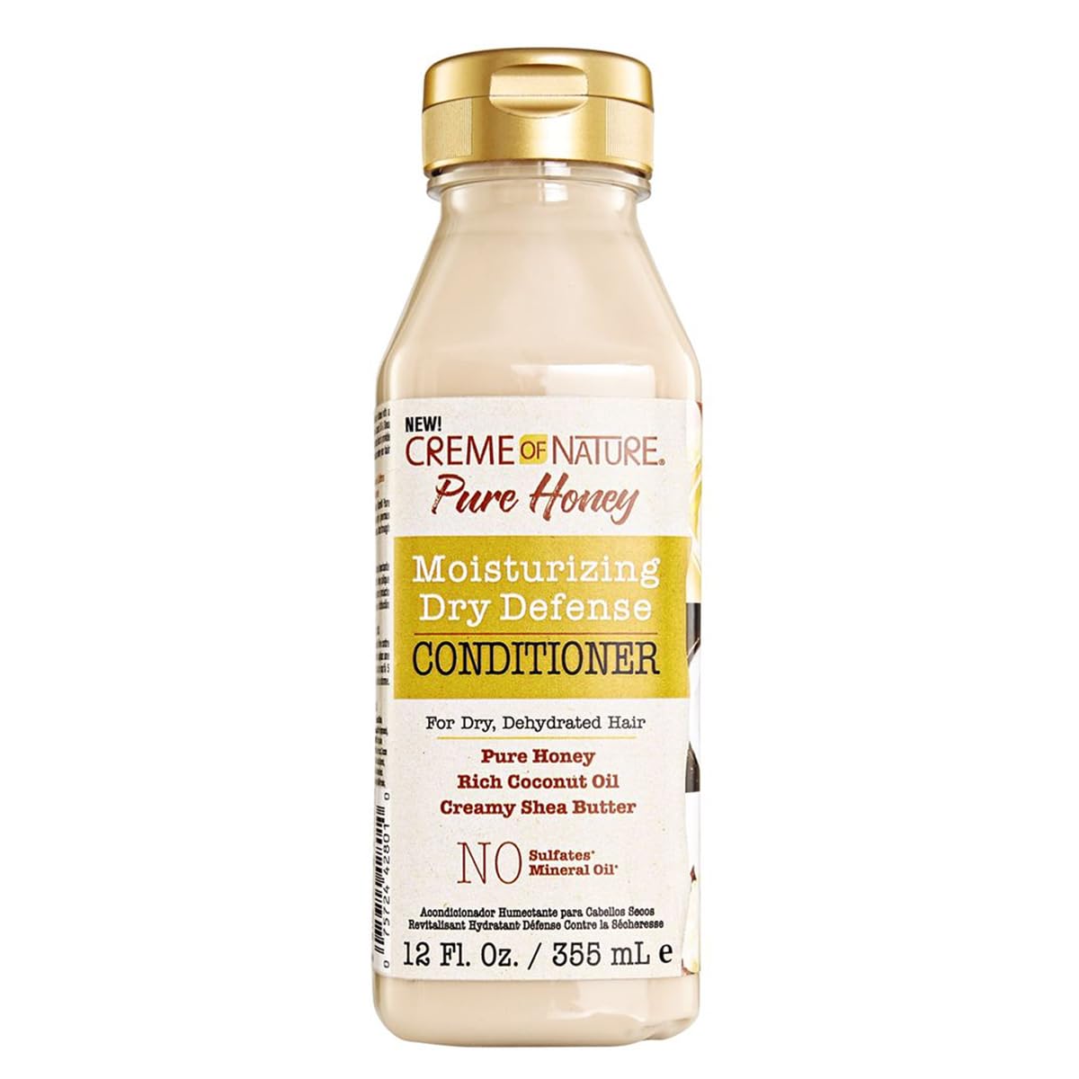 Creme of Nature Pure Honey Moisturizing Dry Defense Conditioner with Coconut Oil & Shea Butter, For Damaged Hair, 12.07 Fl Oz (P