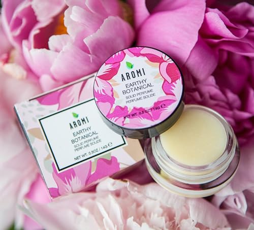 Aromi Solid Perfume | Floral Fragrance, Vegan, Cruelty-free, Travel, Women’s Gift, Apple, Jasmine, Musk Scent, Concentrated, Alcohol-Free (Earthy Botanical)