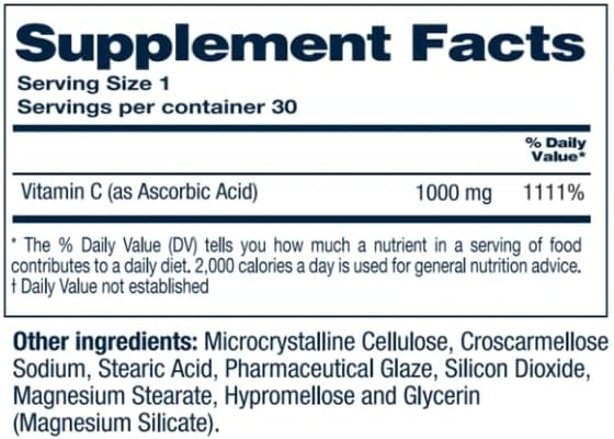 NF Sports Vitamin C 1000 mg Supports The Immune System, Formation of Collagen, Iron Absorption, and Teeth, Vegan, Gluten-Free, 60 Vegetable Capsules