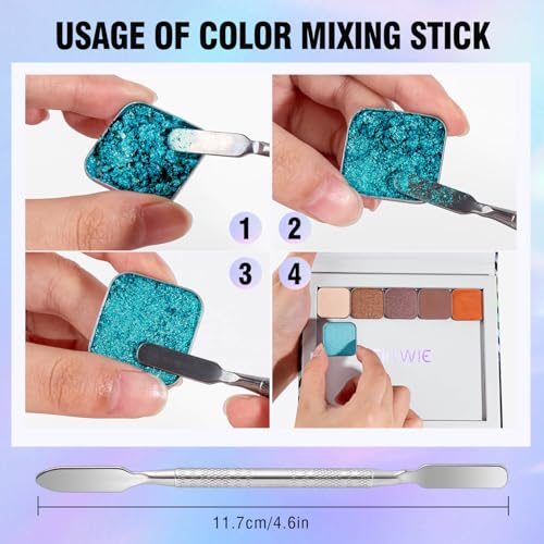 Empty Magnetic Makeup Palette with Mirror, Spatula, 20 Metal Stickers, Suitable for Eyeshadow Lipstick Blush Powder Highlighter and Contour, DIY Refillable, Holographic Stripes Black Medium