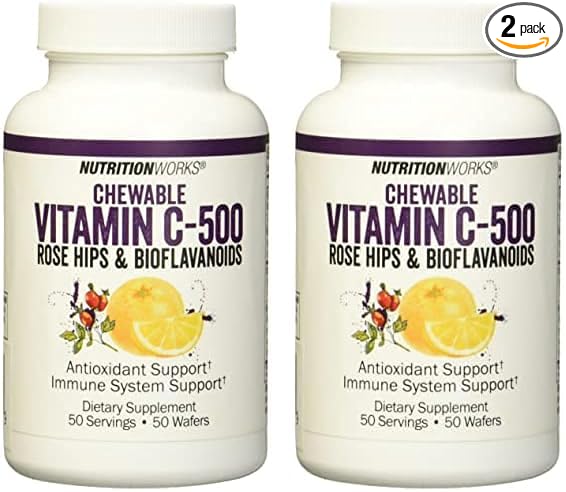 Nutrition Works Vitamin C Chewable, Supports Immune System, Potent Antioxidants, 50 Servings (Pack of 2)