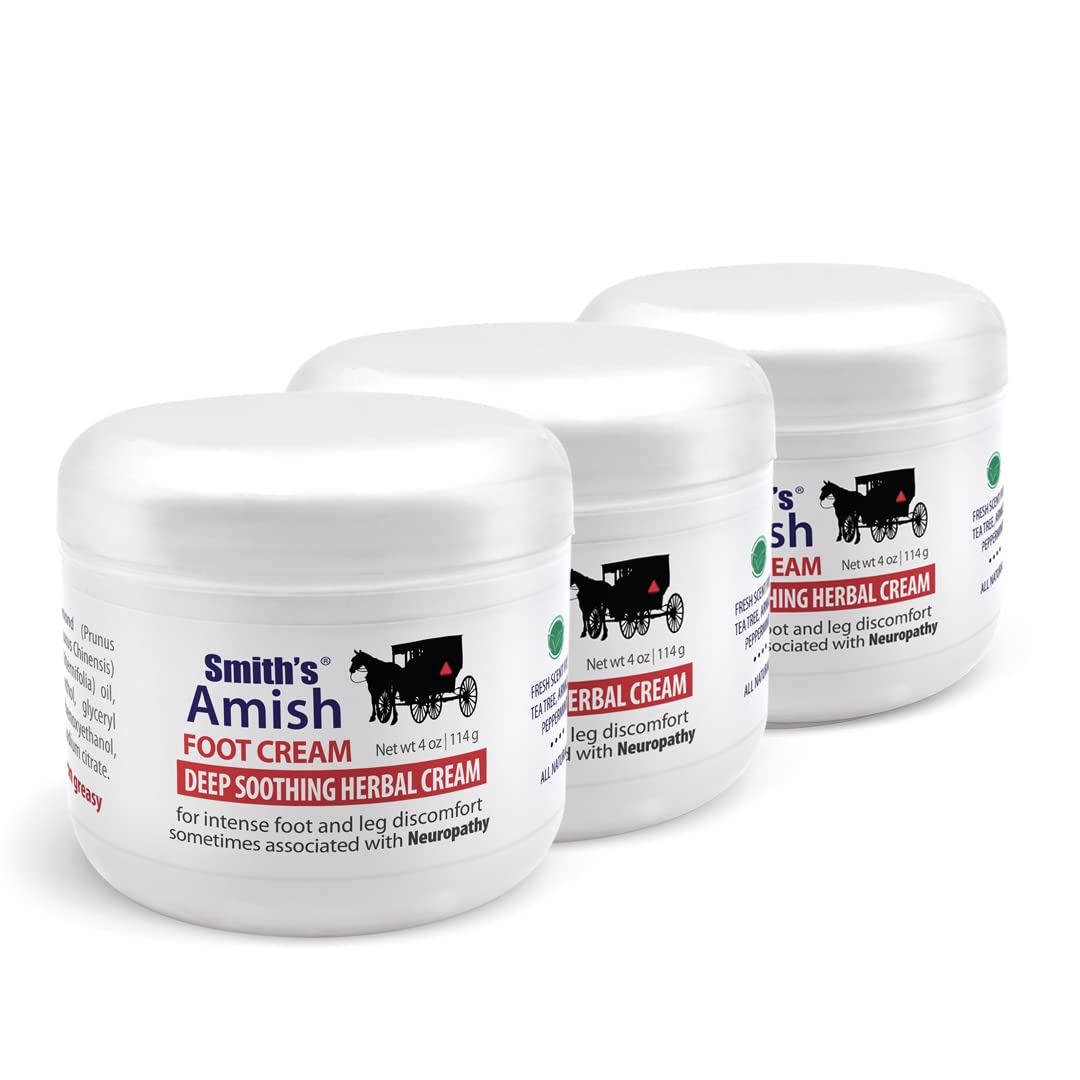 SMITH'S AMISH Foot Cream Deep Soothing, Calming to Feet and Legs 3 Pack