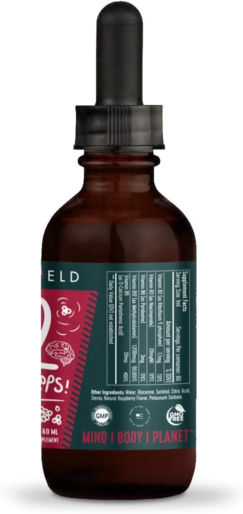 Freshfield B Complex Drops: B12, B2, B3, B5, and B6, Vegan-Friendly Liquid Formula, Enhanced Absorption | 1200 mcg Methylcobalamin | Energize, Elevate Mood, and Support Heart Health