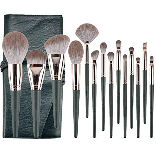 Makeup Brush Gift Set: 14 Professional Makeup Brush Set Senior Plant Fiber Bionic Silk Synthetic Face Kabuki Brush Set Foundation Blush Eye Shadow Brush Set LS-HZS-002