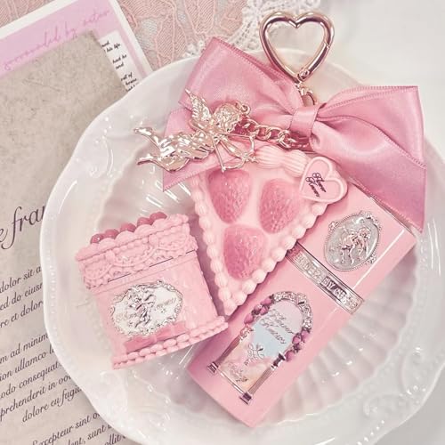 Flower Knows Strawberry Cupid 12 Pack Makeup Gift Box Set,Lip Cream×2+Liquid Blush×2+Makeup Palette×1+Hand Mirror×1+Solid Perfume×1+Hair Clip×1+Cushion Powder Puff×2+Eyeshadow Brush×1+Gift Box×1