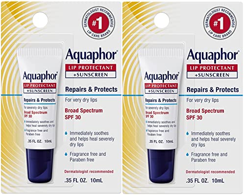 Aquaphor Lip Repair Lip Balm With Sunscreen, Lip Protectant, Lip Balm Spf 30, 0.35 Oz Tube (Pack Of 2)